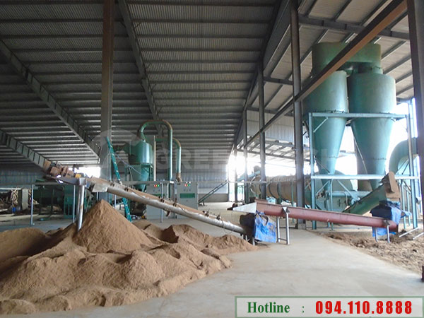 Sawdust compaction line